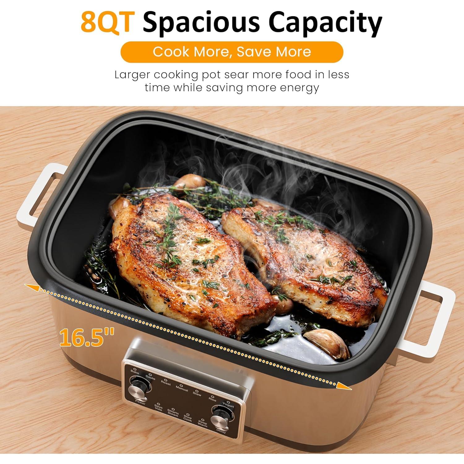 Olla de Cocción Lenta Programable HEYNEMO 8 Cuartos 12-en-1