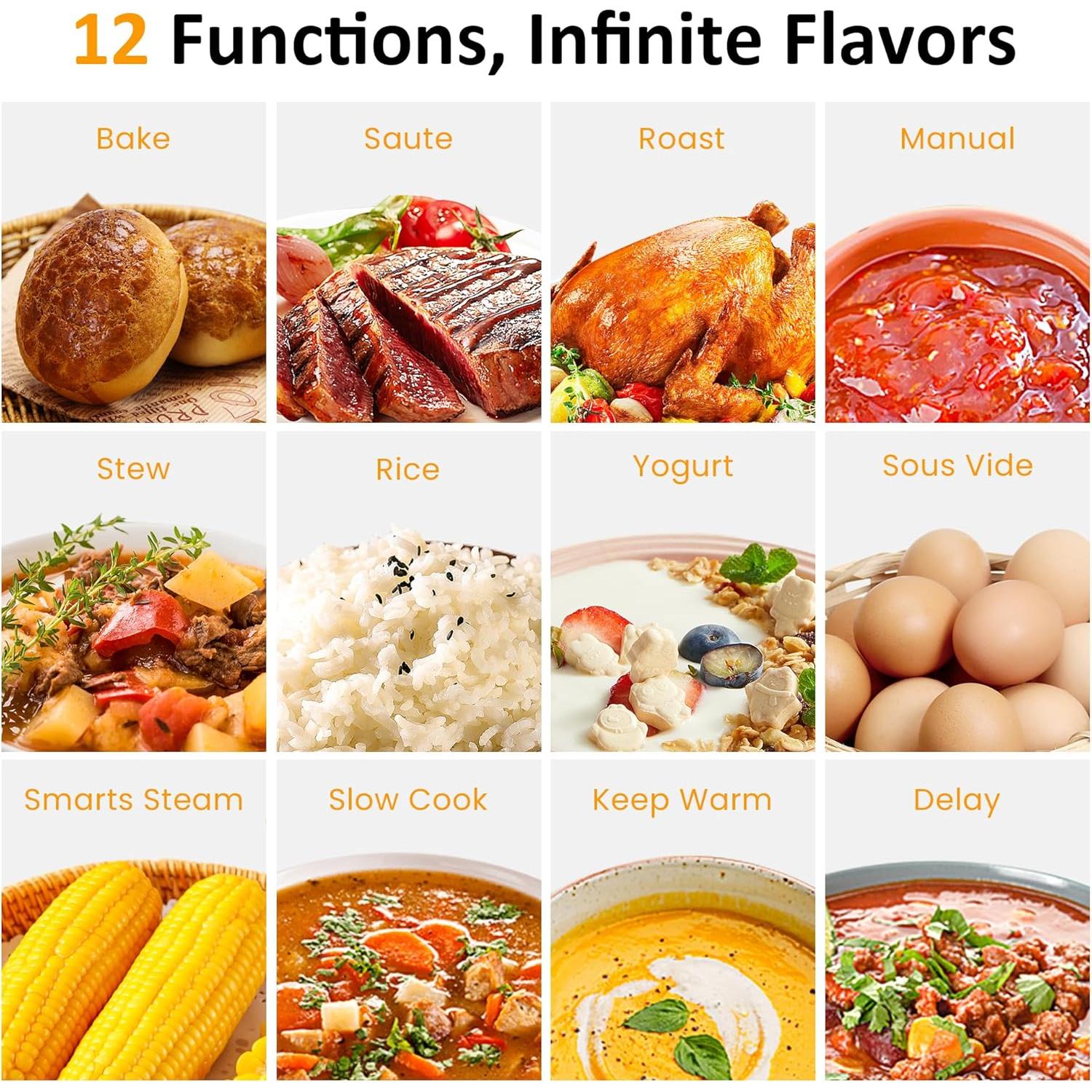 Olla de Cocción Lenta Programable HEYNEMO 8 Cuartos 12-en-1