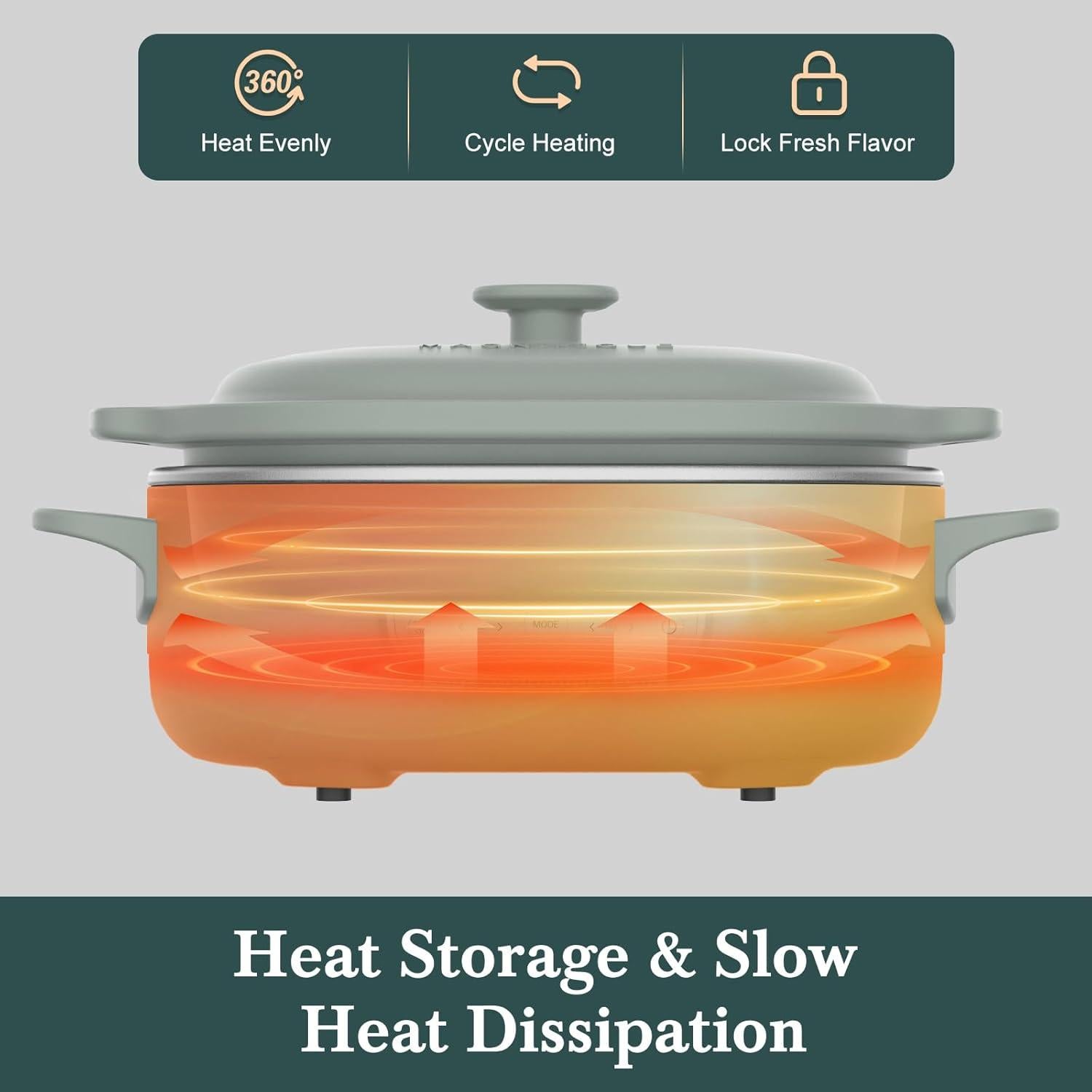 Olla de barro multi-cocina MAGNIFIQUE 4QT 8 en 1 Oliva