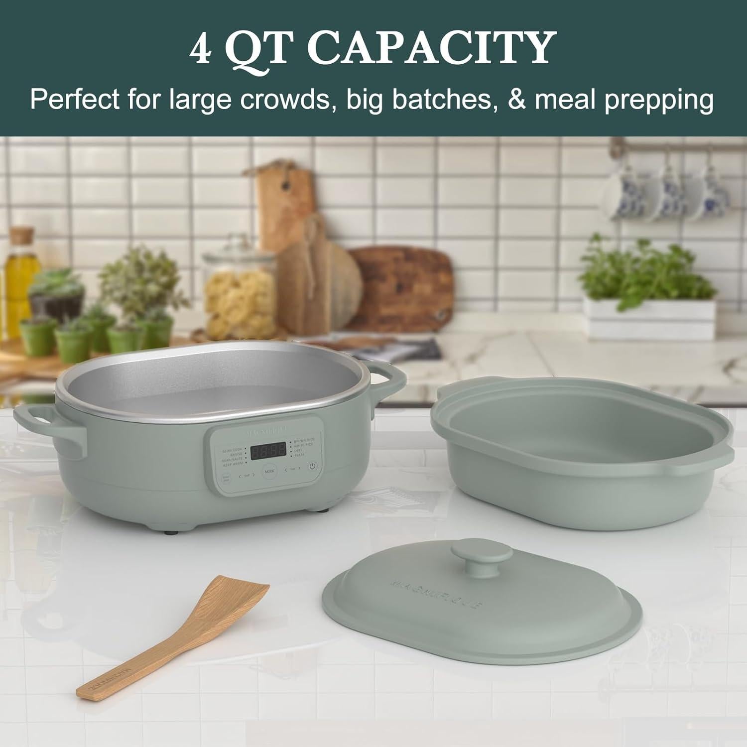 Olla de barro multi-cocina MAGNIFIQUE 4QT 8 en 1 Oliva