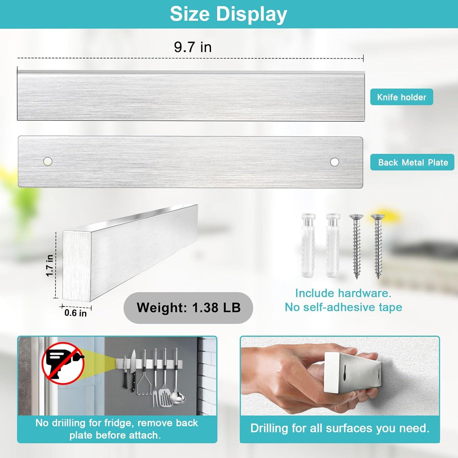 Soporte Magnético para Cuchillos HEREOF 25.4 cm Acero Inoxidable