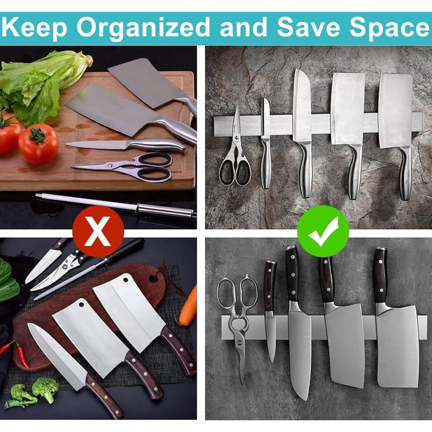 Soporte Magnético para Cuchillos HEREOF 25.4 cm Acero Inoxidable