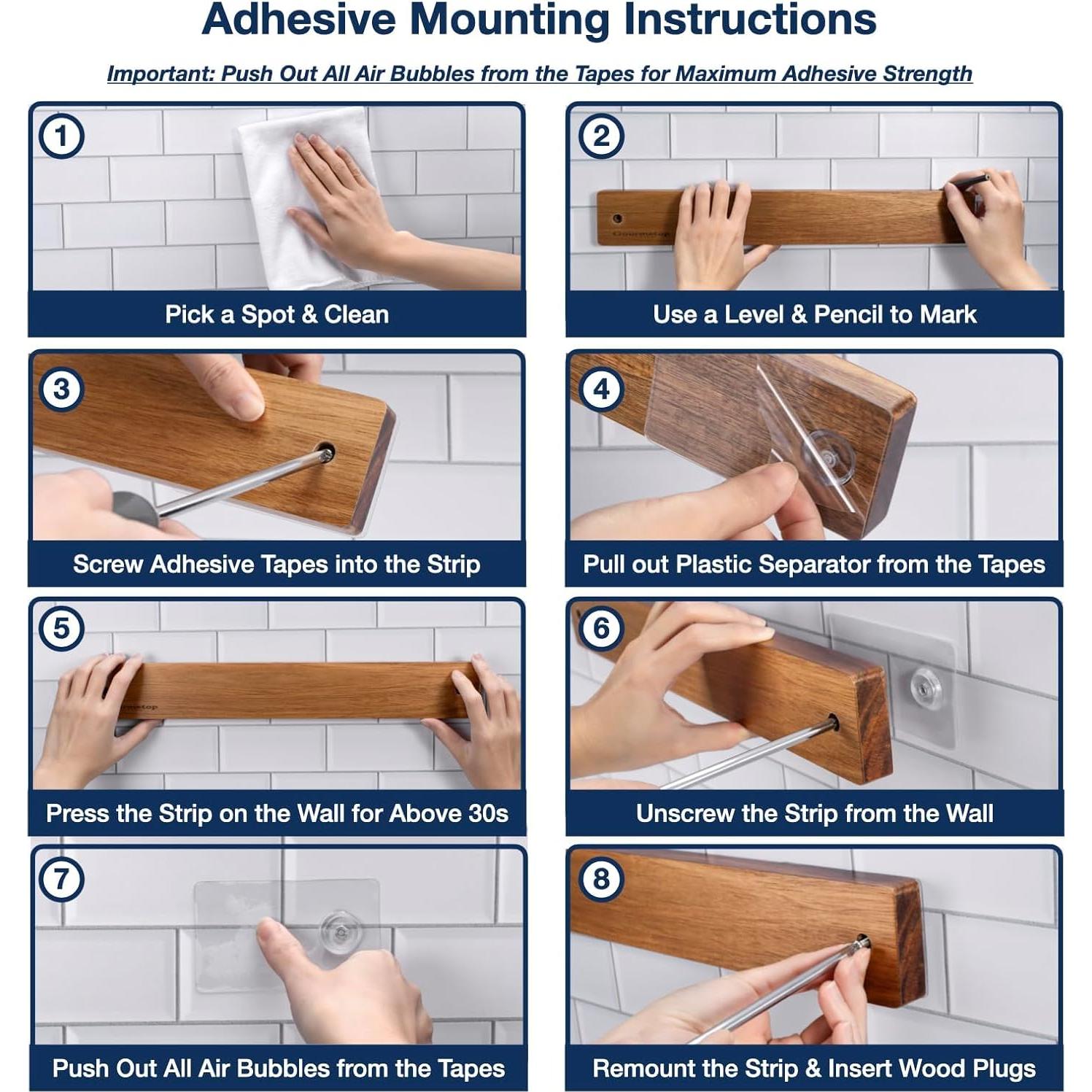 Soporte Magnético para Cuchillos Gourmetop 30.48 cm Madera Acacia