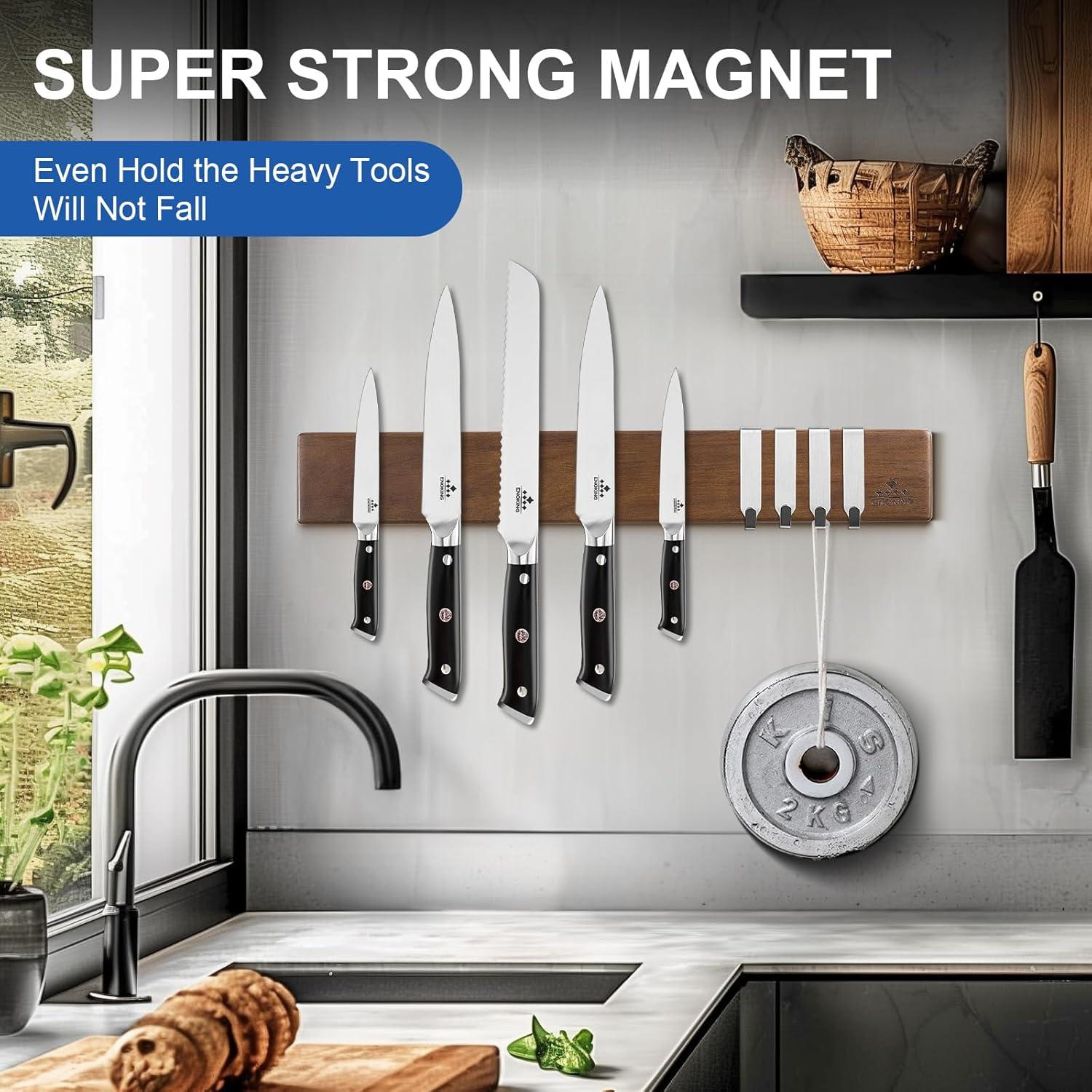 Soporte Magnético para Cuchillos ENOKING 40.64 cm con 4 Ganchos