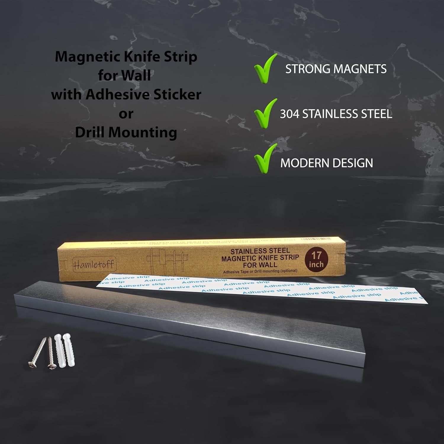 Tira Magnética Hamletoff 43 cm para Cuchillos Sin Perforación
