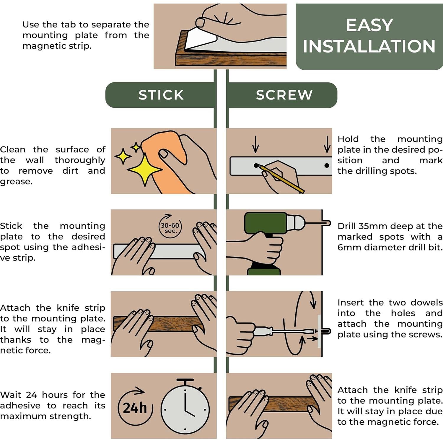 Tira Magnética para Cuchillos WALDWERK 15.7x5.1cm Madera Acacia