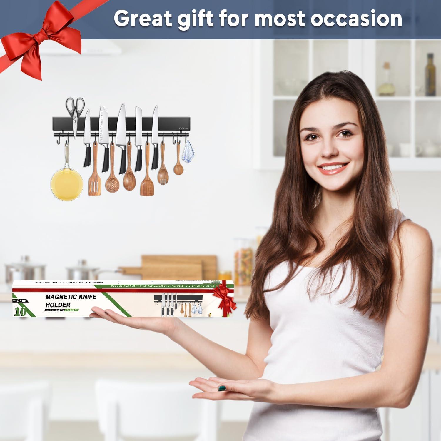 Soporte Magnético para Cuchillos Pailexin 43 cm con Ganchos