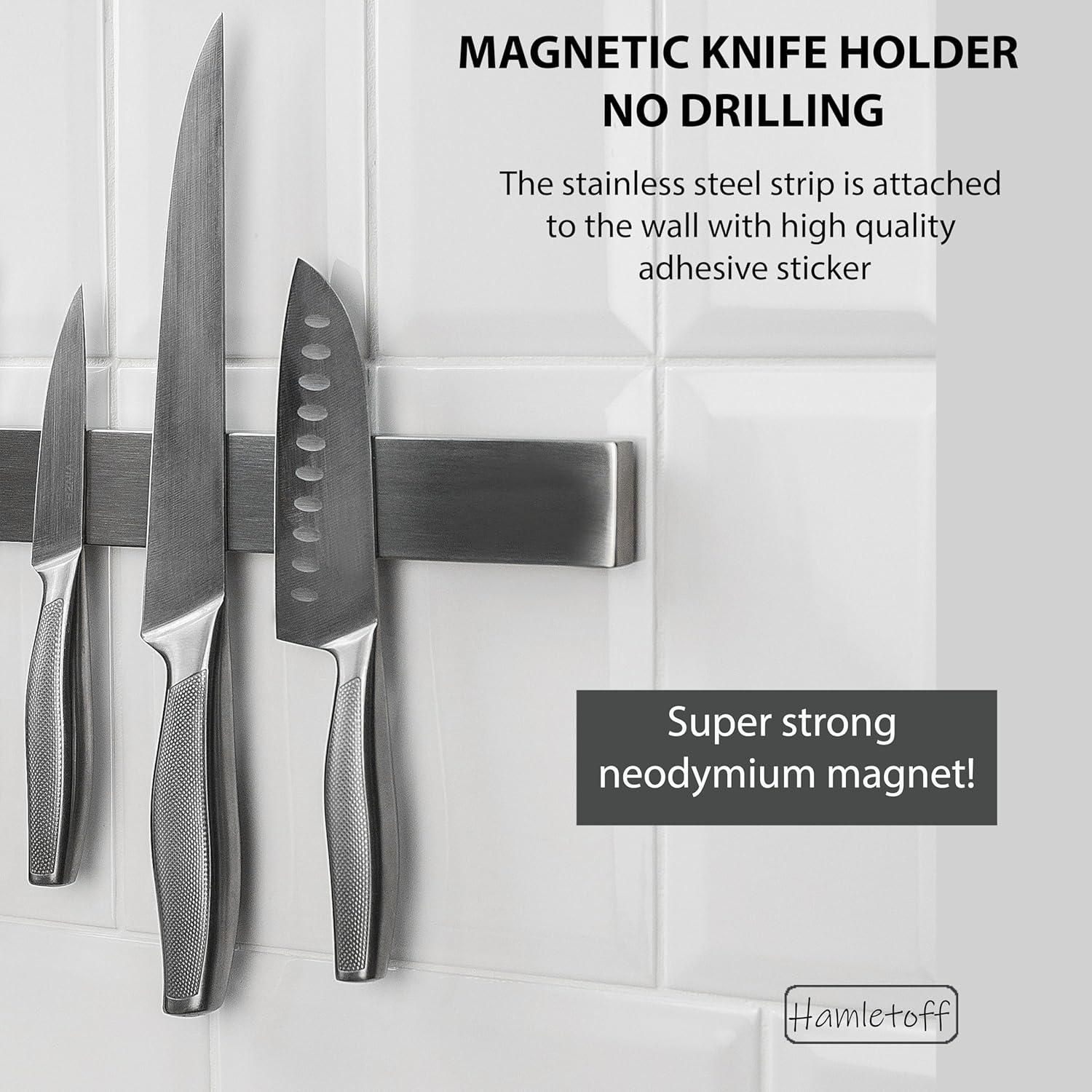 Tira Magnética Premium Hamletoff 40.64 cm para Cuchillos Sin Perforación
