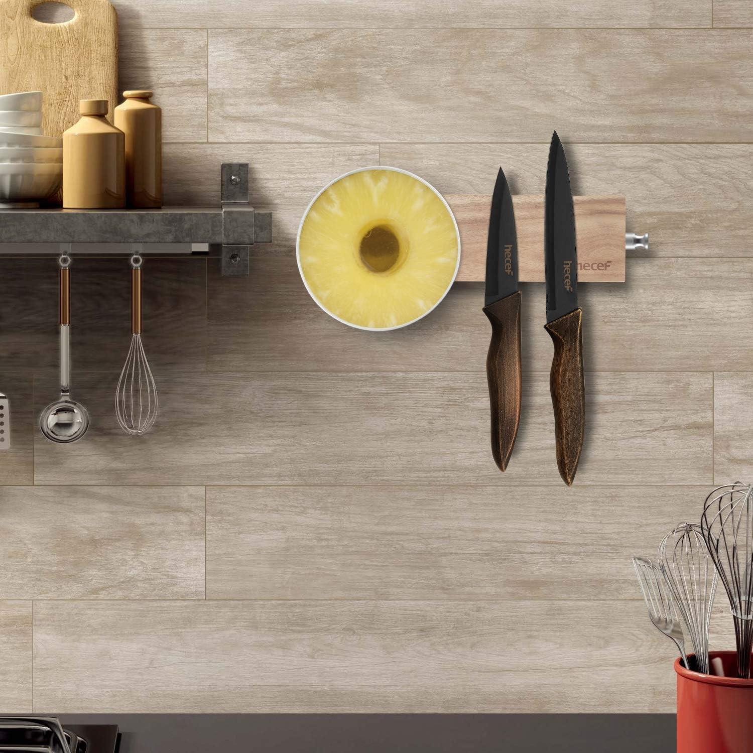 Barra Magnética para Cuchillos Hecef 15 cm Madera Acacia