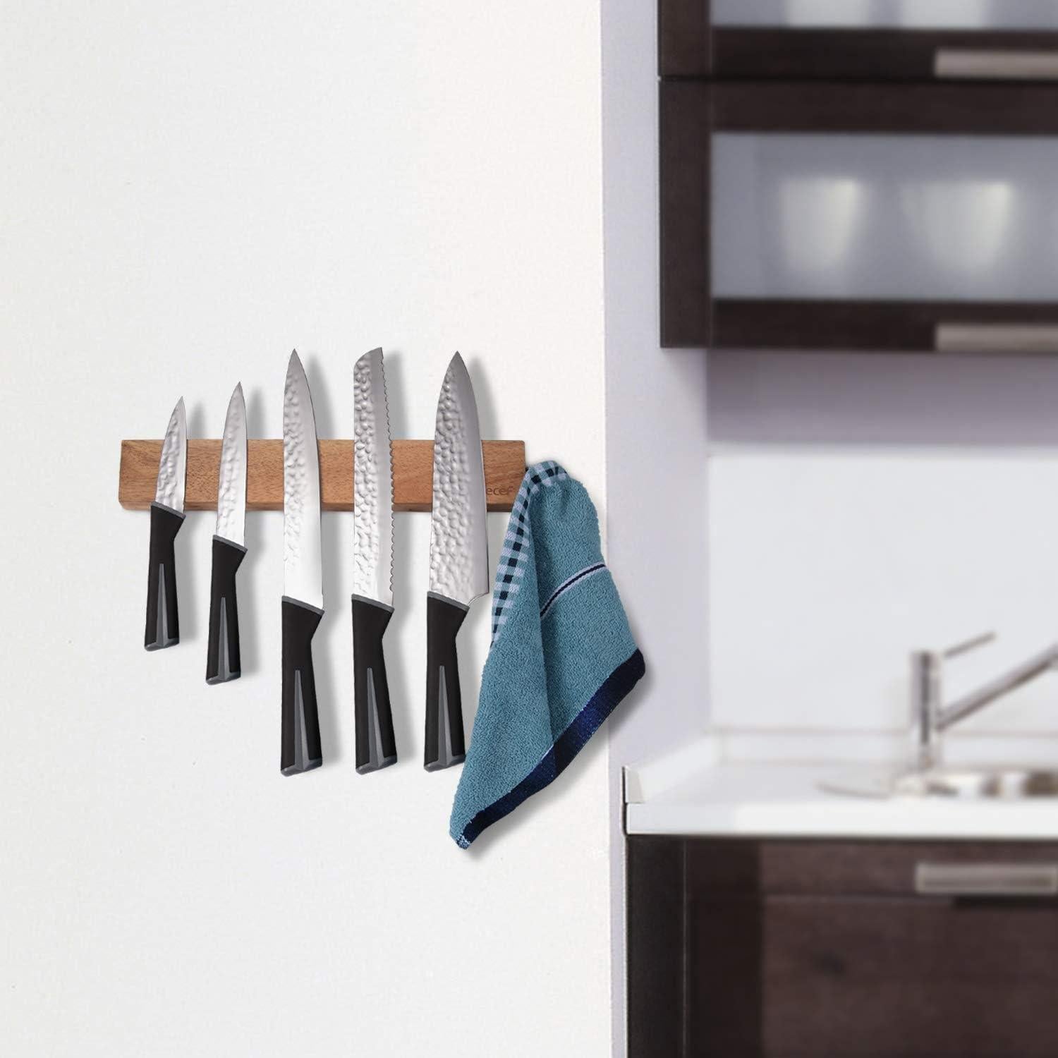 Barra Magnética para Cuchillos Hecef 15 cm Madera Acacia