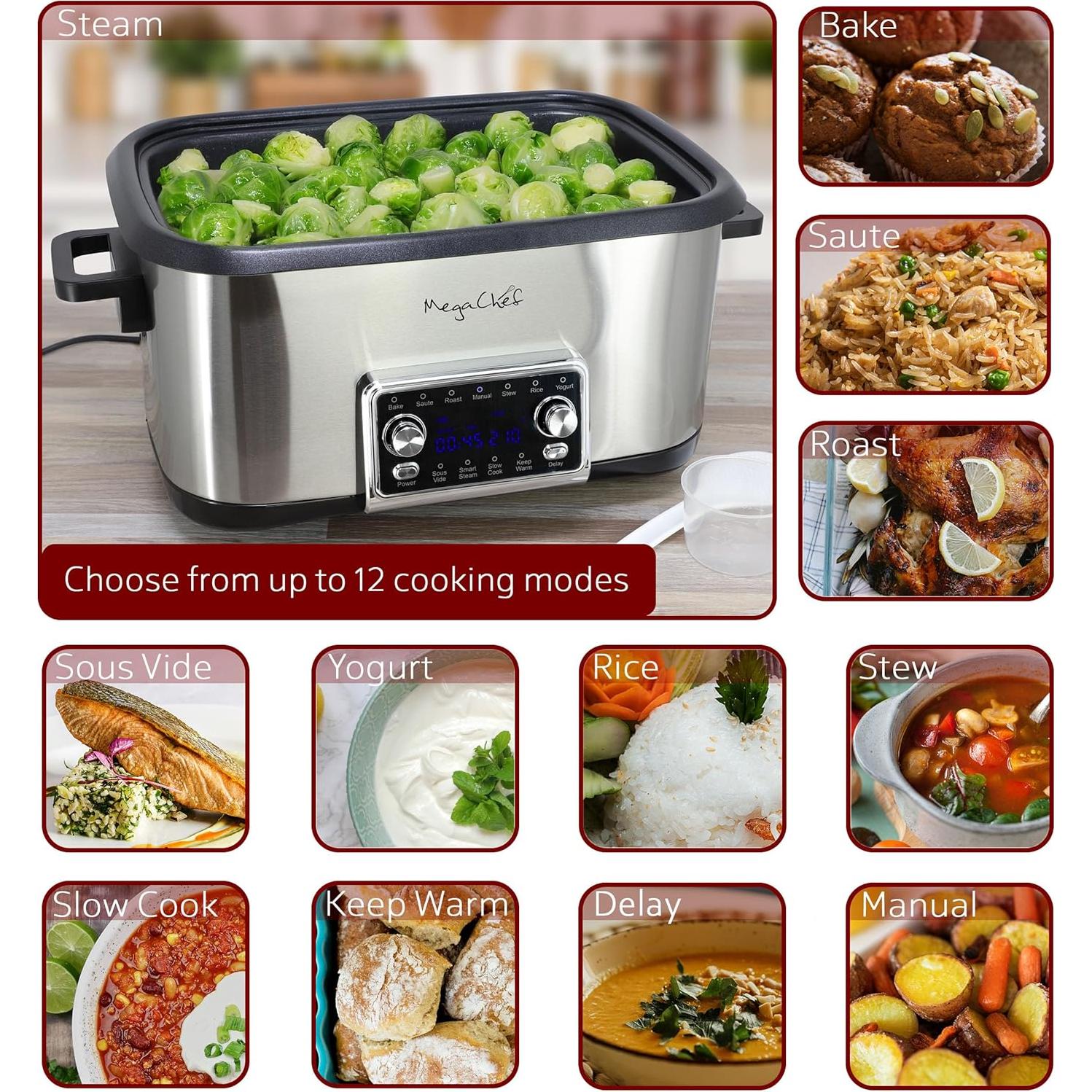 Olla Multifuncional MegaChef 8 Cuartos 12-en-1 Digital