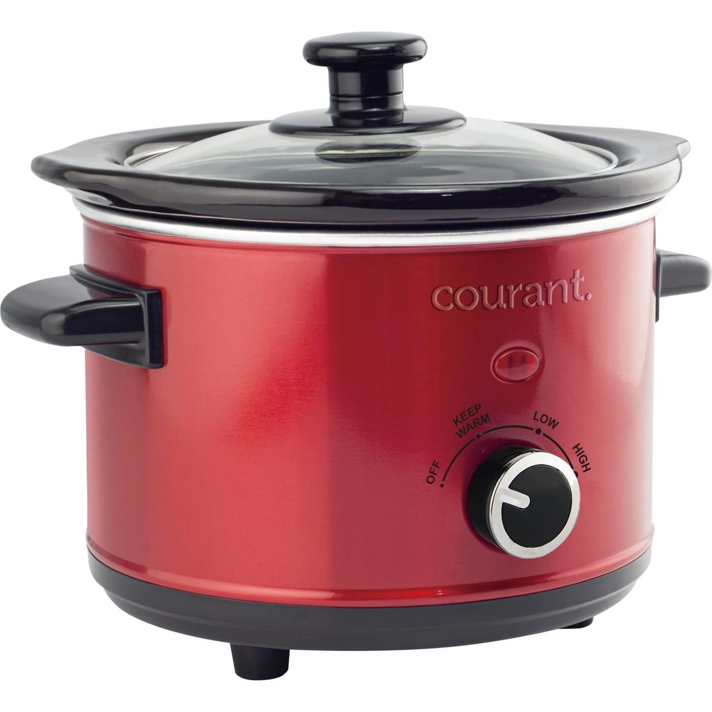 Cocina Lenta Courant 1.6 L Roja, 3 Configuraciones de Calor