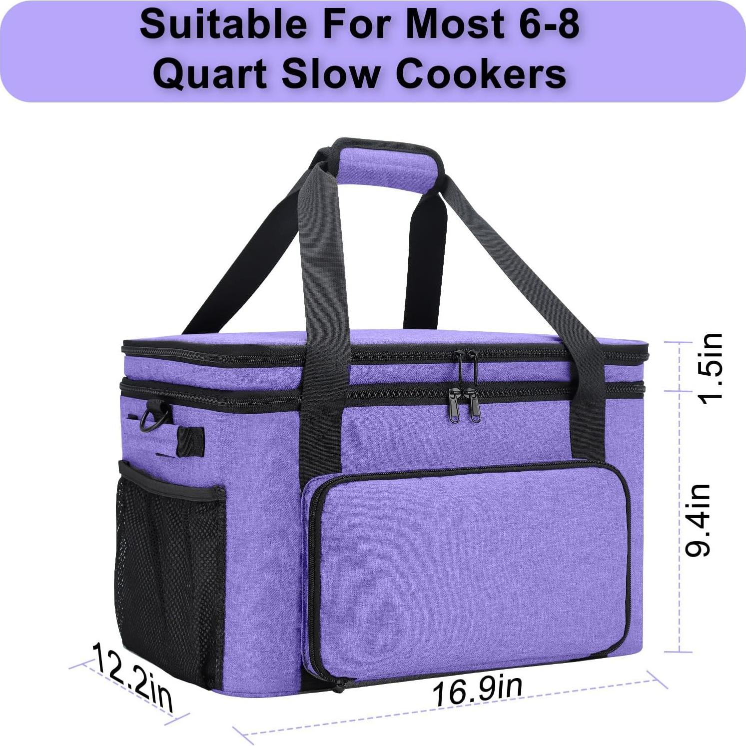 Bolsa de Transporte Aislada Wigojoy para Olla de Cocción Lenta 6-8 Qt Morado