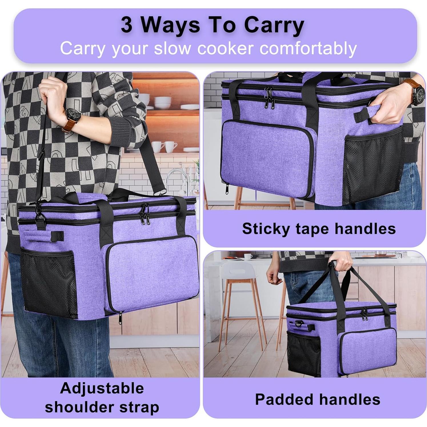 Bolsa de Transporte Aislada Wigojoy para Olla de Cocción Lenta 6-8 Qt Morado