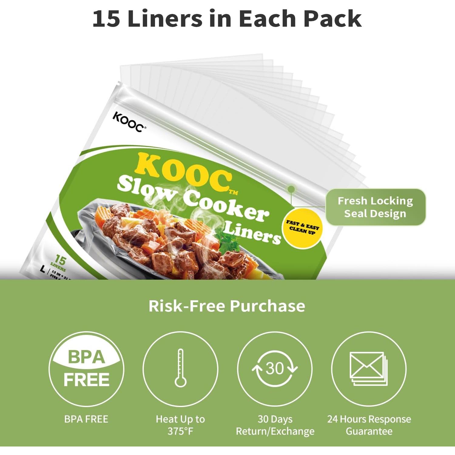 Forros Desechables para Olla de Cocción Lenta KOOC 33x53 cm - 15 Unidades