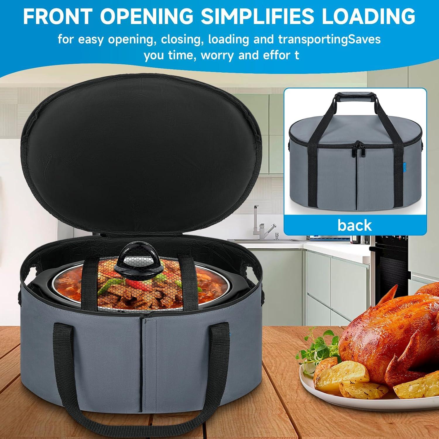 Bolsa de Viaje Aislante LASUK para Olla Lenta 4-8 Qt Gris