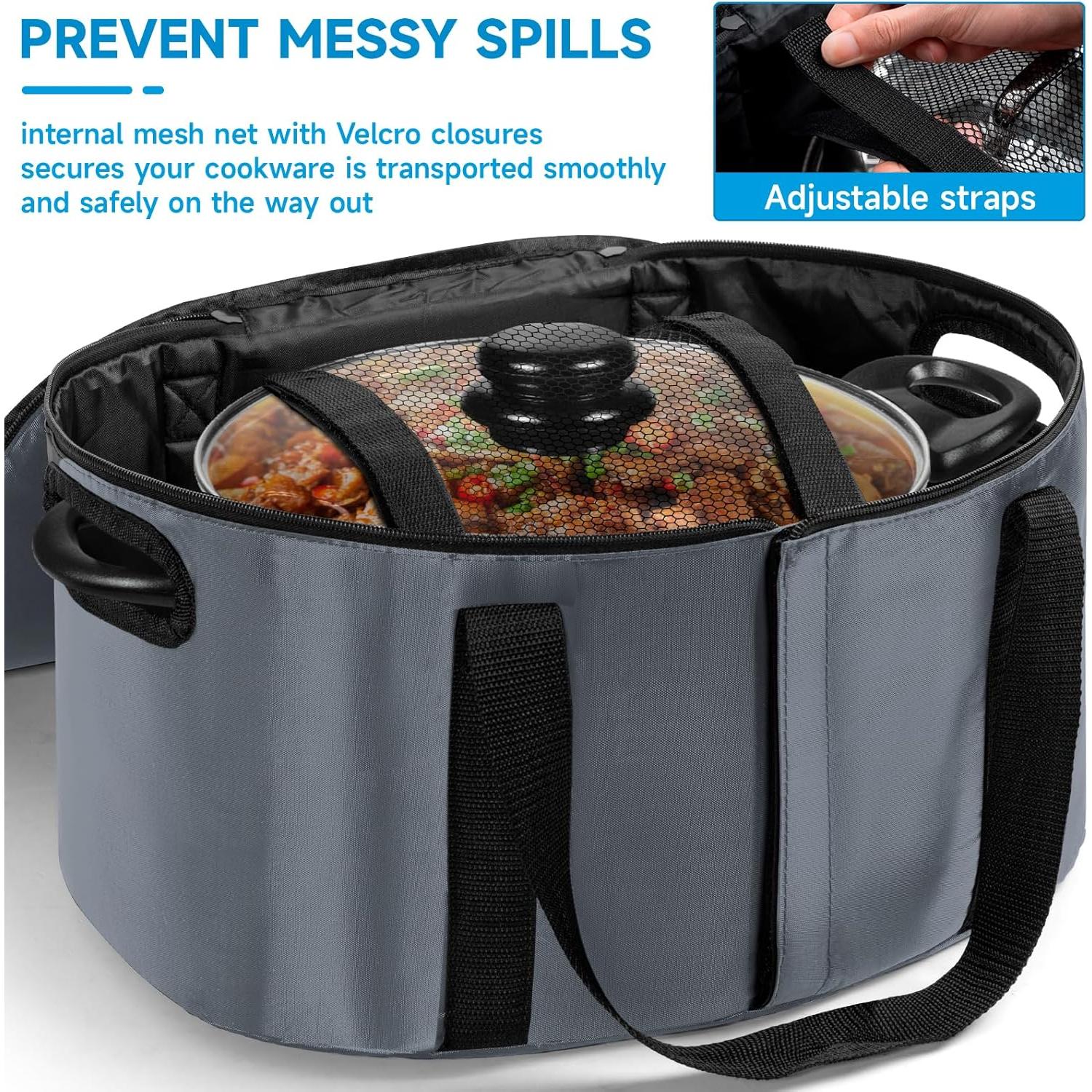 Bolsa de Viaje Aislante LASUK para Olla Lenta 4-8 Qt Gris