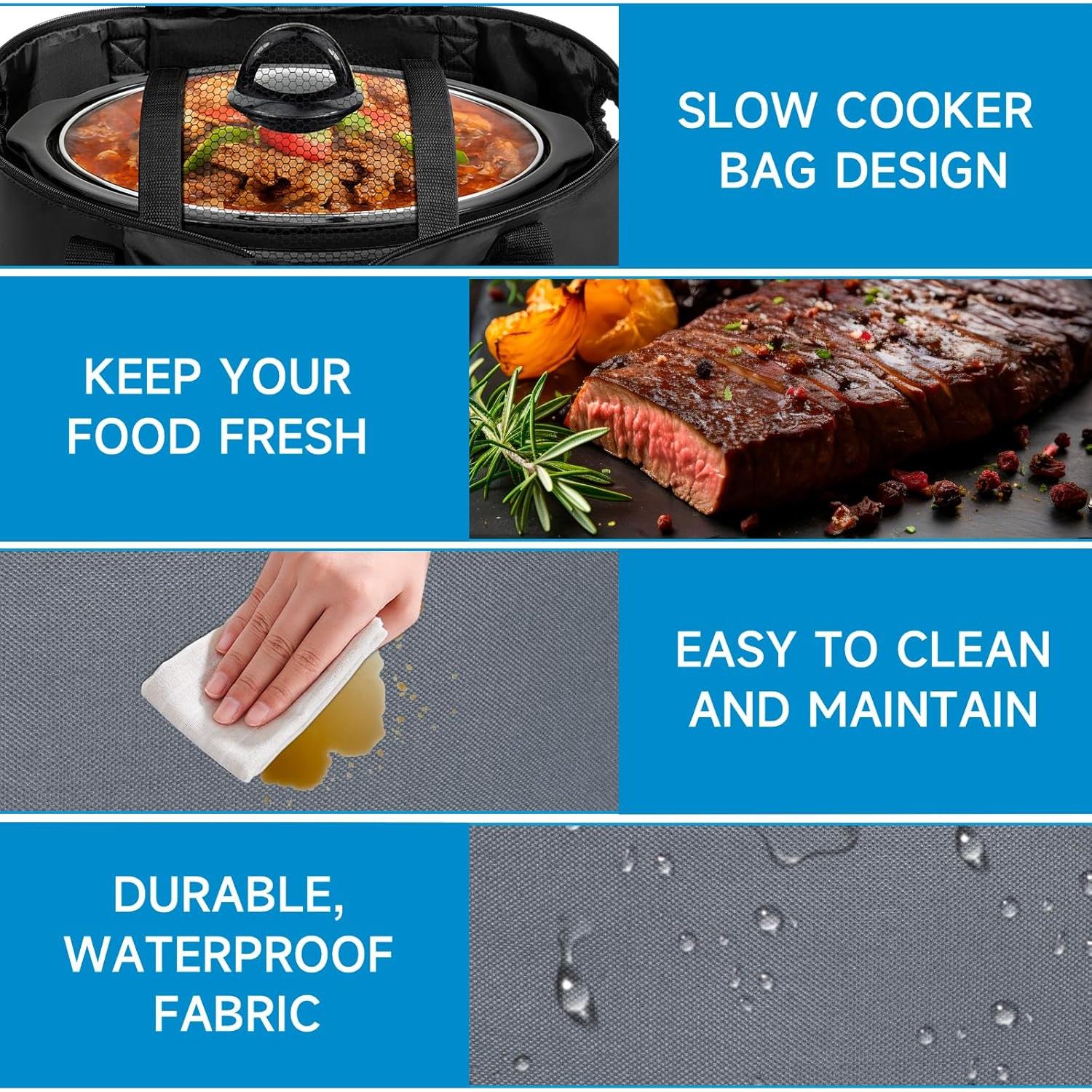 Bolsa de Viaje Aislante LASUK para Olla Lenta 4-8 Qt Gris