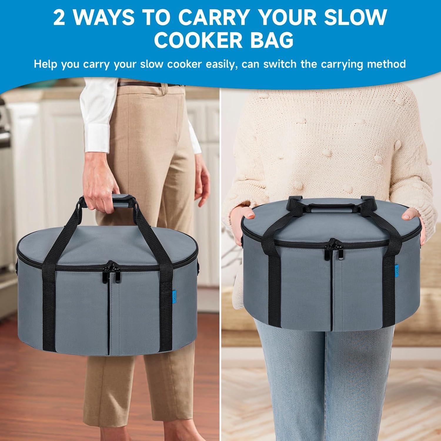 Bolsa de Viaje Aislante LASUK para Olla Lenta 4-8 Qt Gris