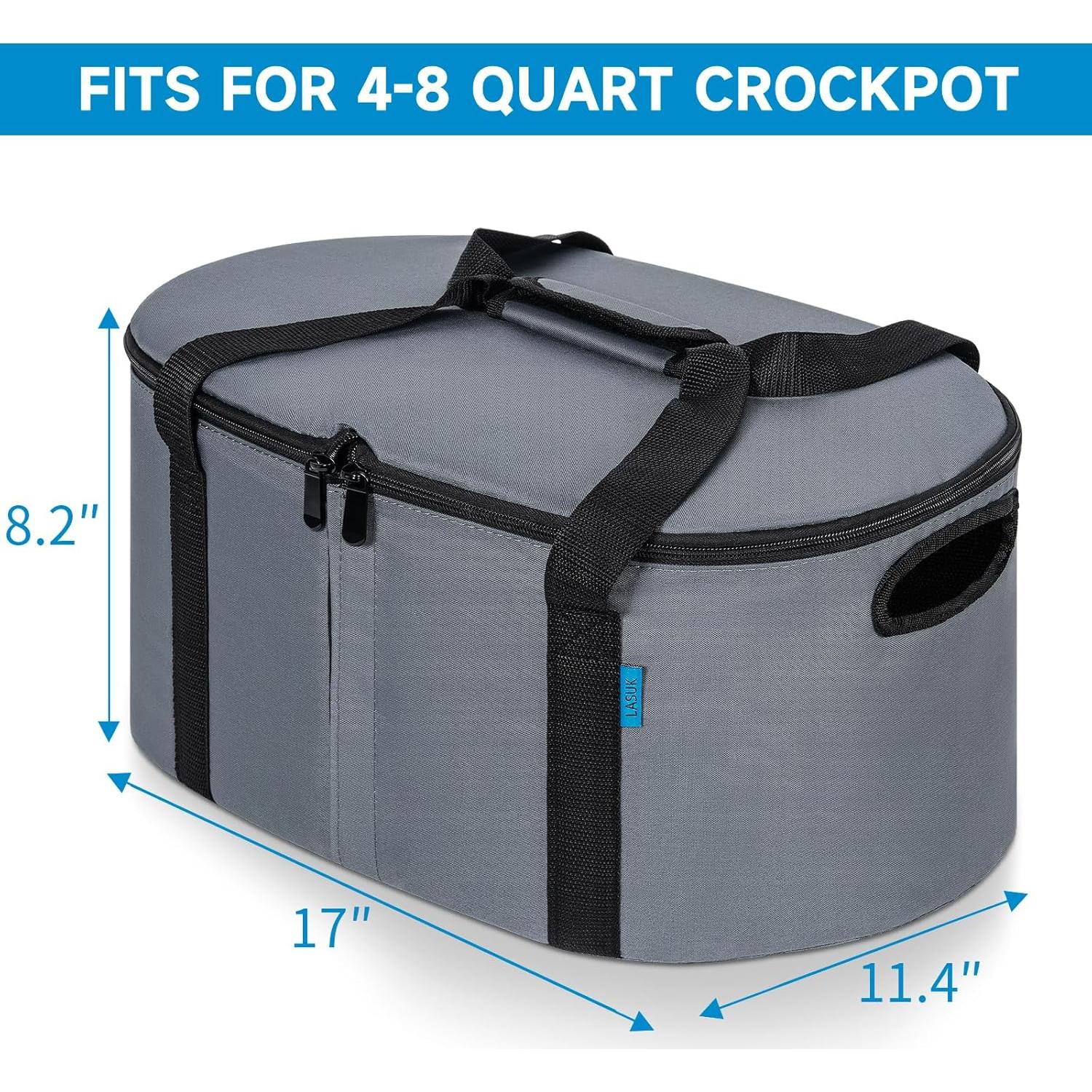 Bolsa de Viaje Aislante LASUK para Olla Lenta 4-8 Qt Gris