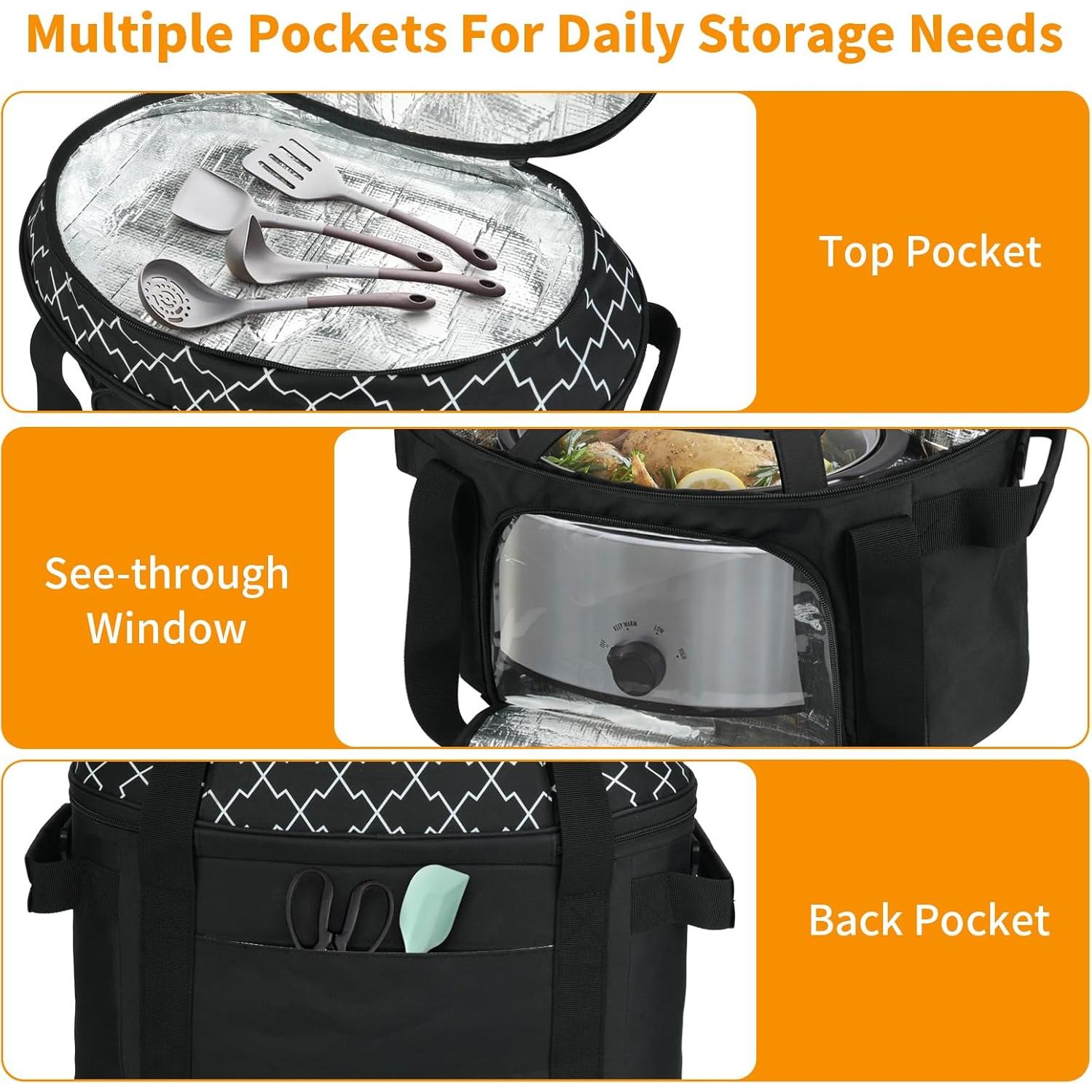 Bolsa de Transporte Aislante para Olla de Cocción Lenta 6-8 Qt