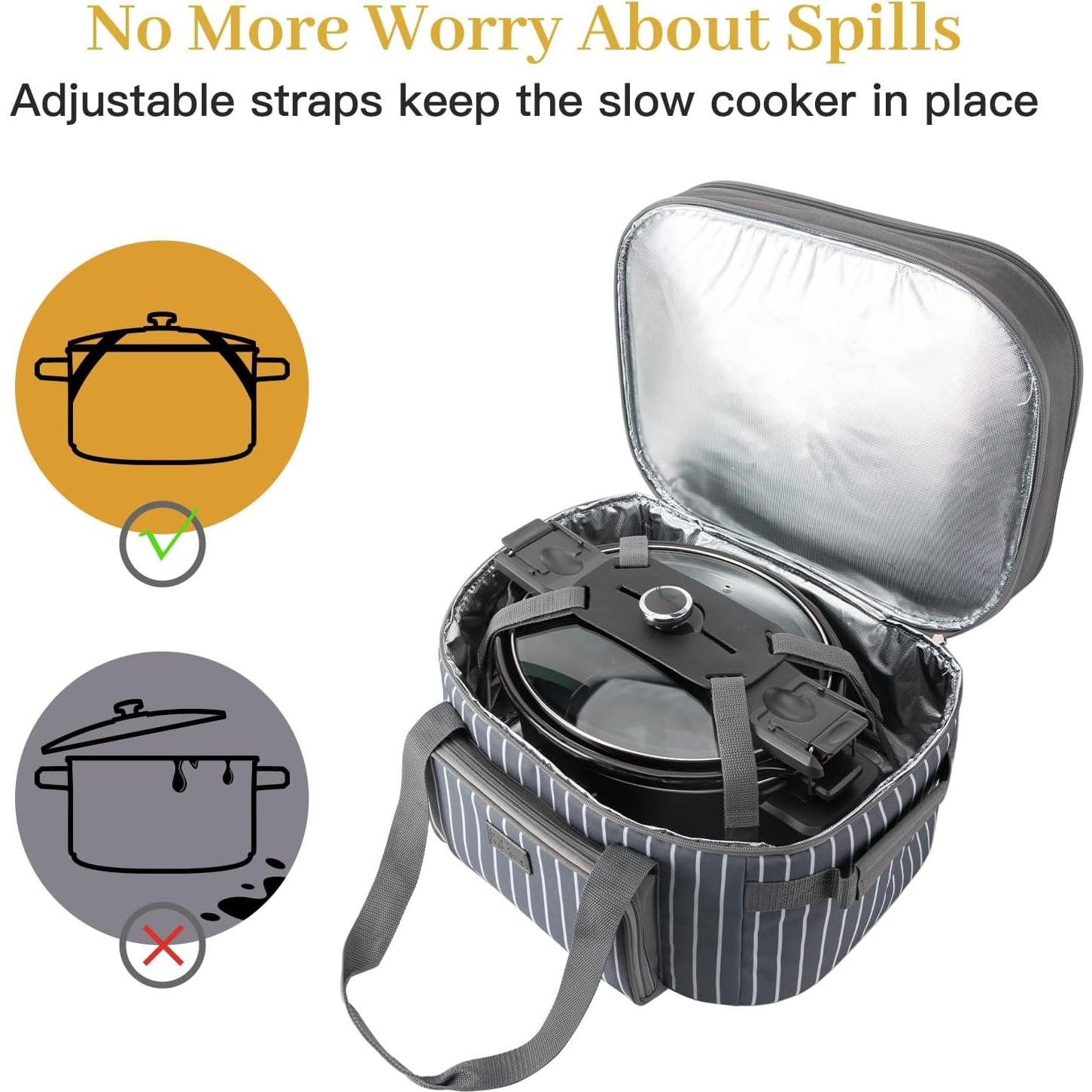 Bolsa de Transporte Aislada Fun Elements para Olla de Cocción Lenta 6-8 Qt