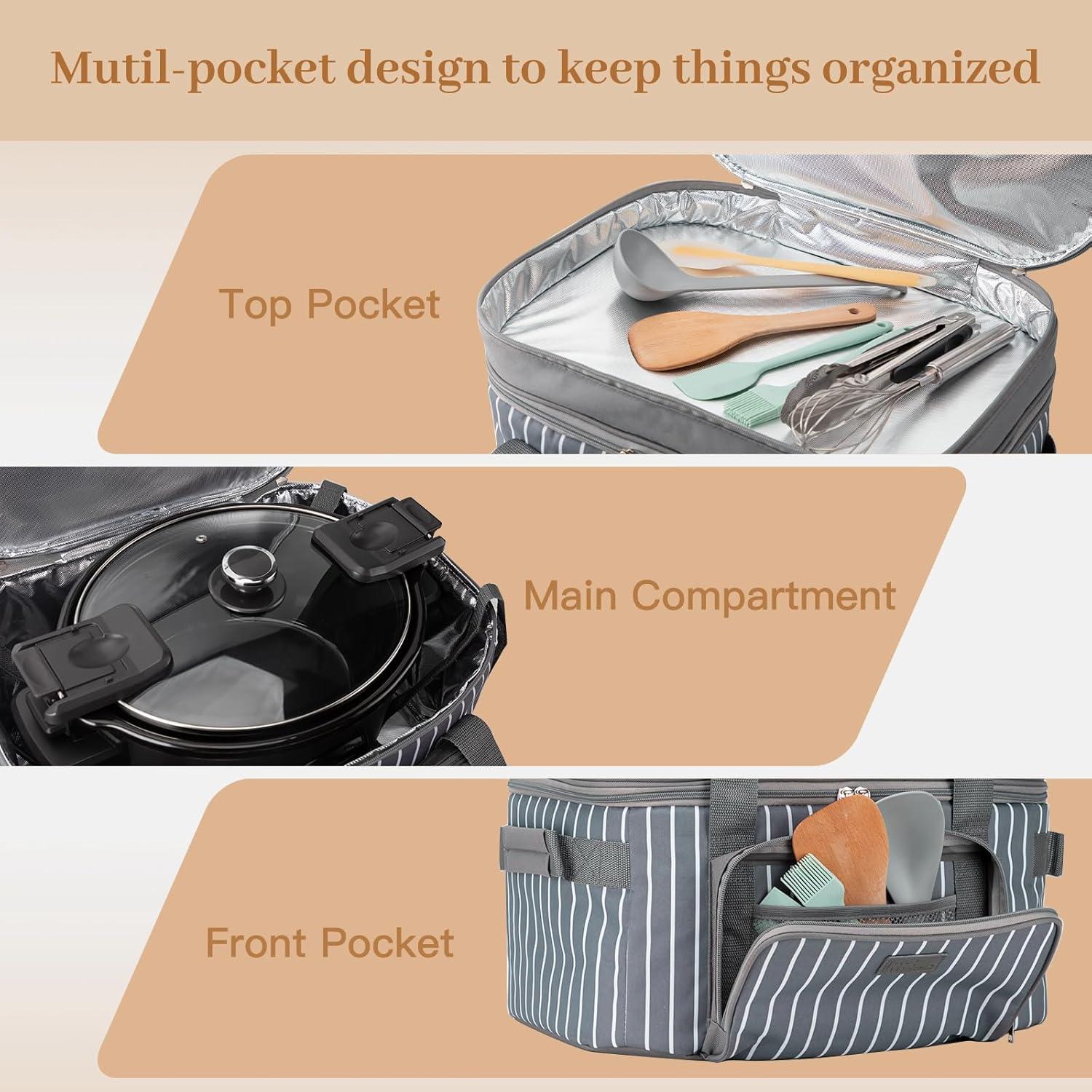 Bolsa de Transporte Aislada Fun Elements para Olla de Cocción Lenta 6-8 Qt