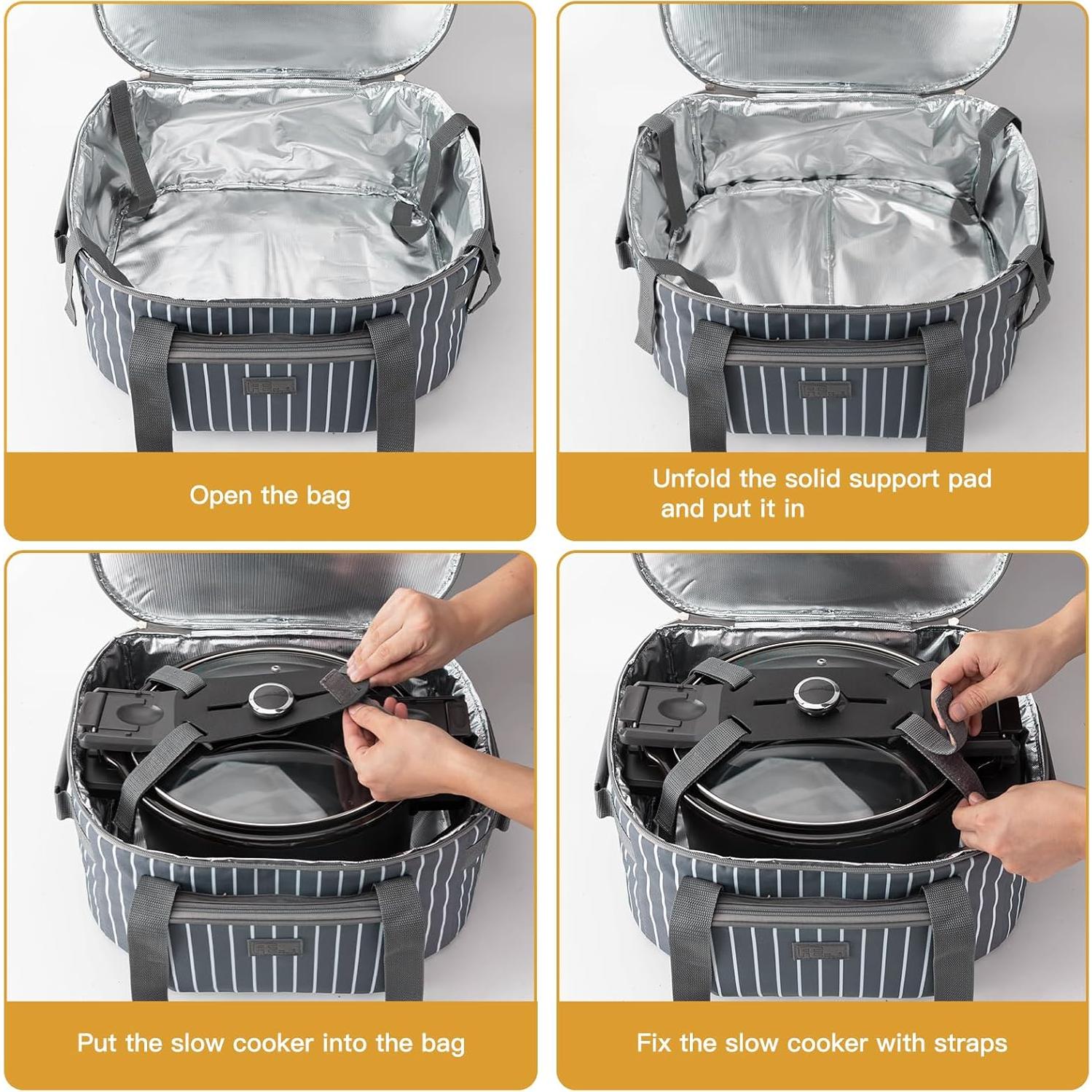 Bolsa de Transporte Aislada Fun Elements para Olla de Cocción Lenta 6-8 Qt