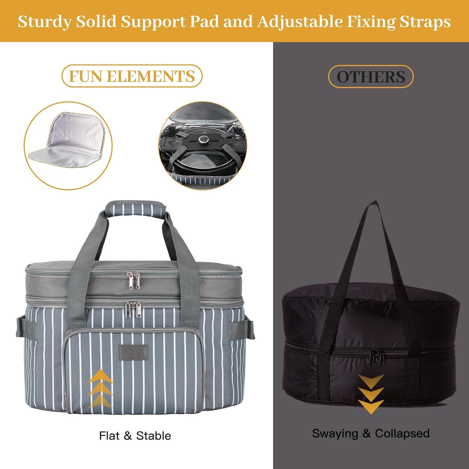 Bolsa de Transporte Aislada Fun Elements para Olla de Cocción Lenta 6-8 Qt