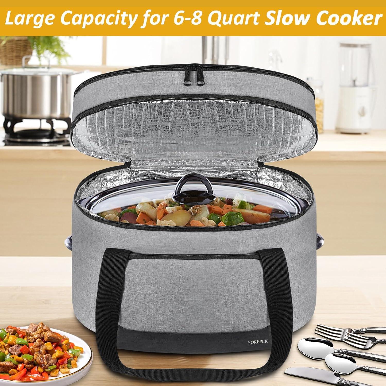 Transportador de Olla de Cocción Lenta YOREPEK 8 Cuartos Gris