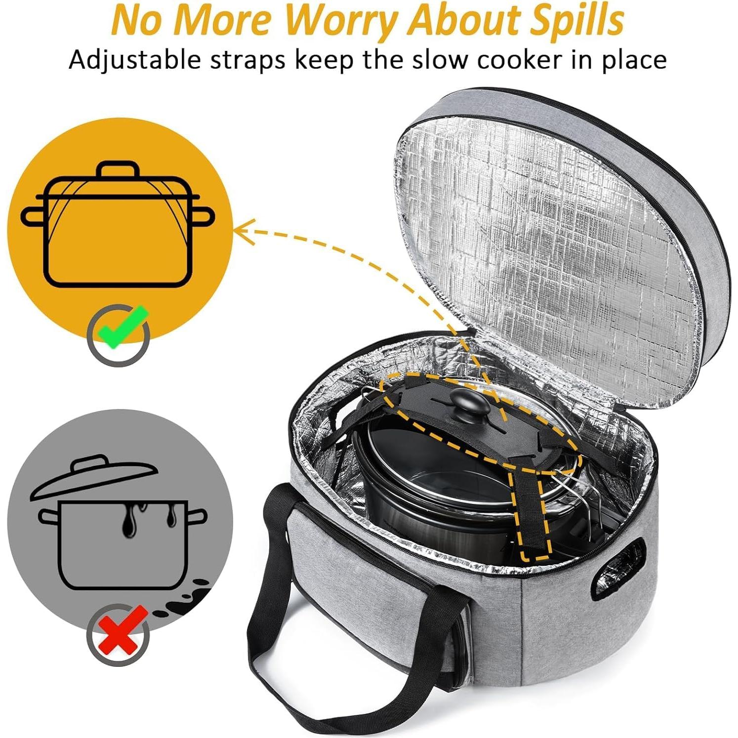 Transportador de Olla de Cocción Lenta YOREPEK 8 Cuartos Gris