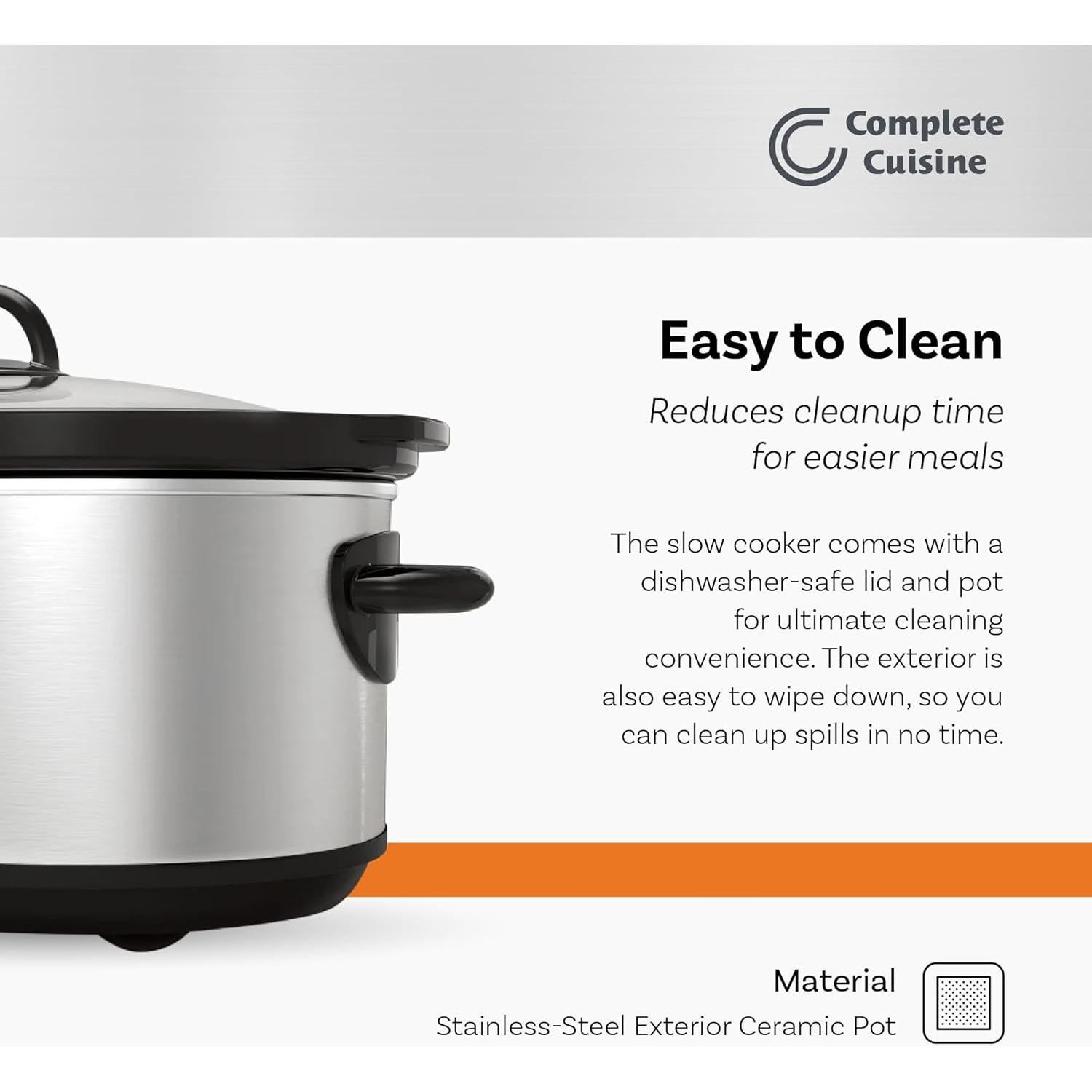 Olla de Cocción Lenta Complete Cuisine CC-SL-7000-SS 7 Qt