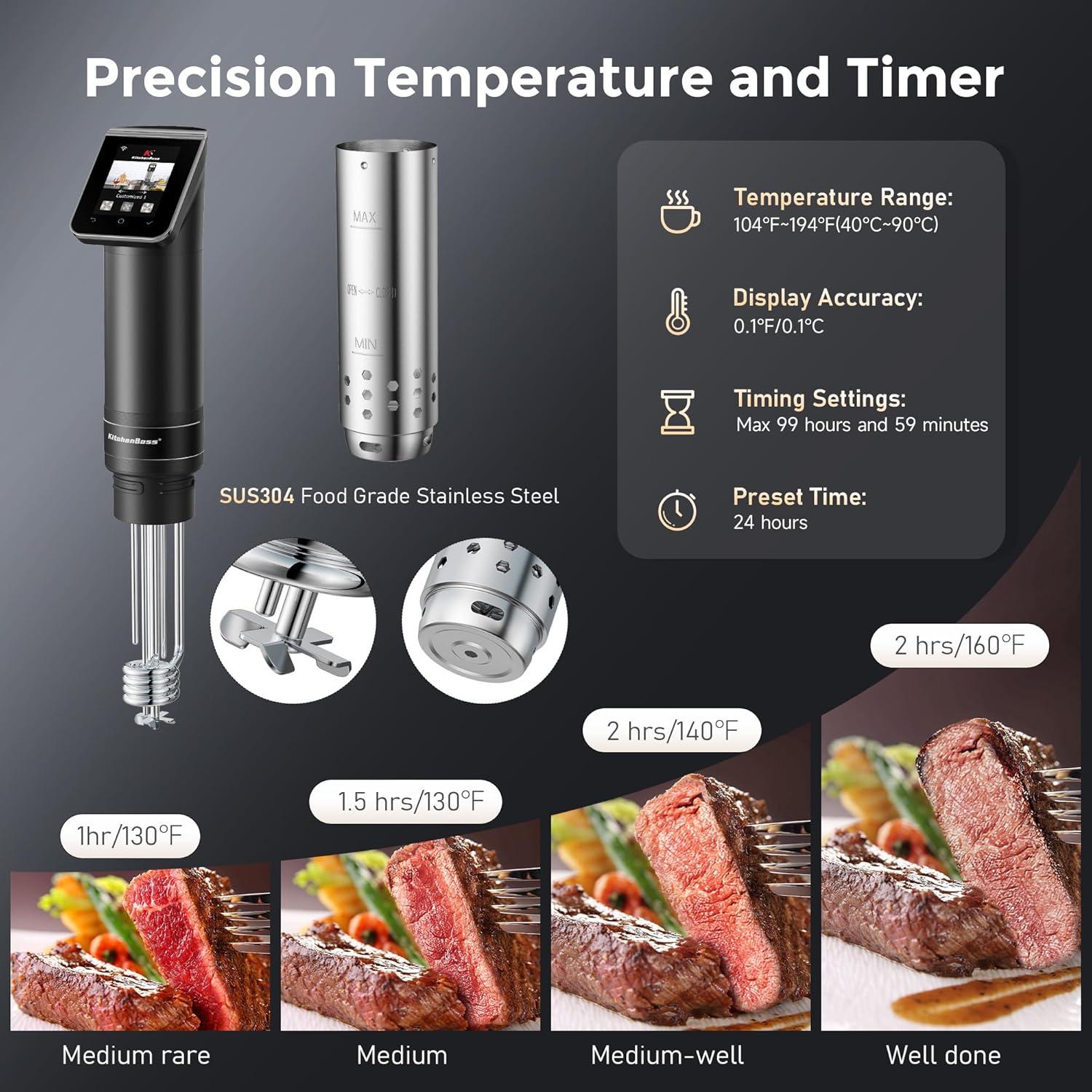 Cocedor Sous Vide KitchenBoss G330 1100W Acero Inoxidable