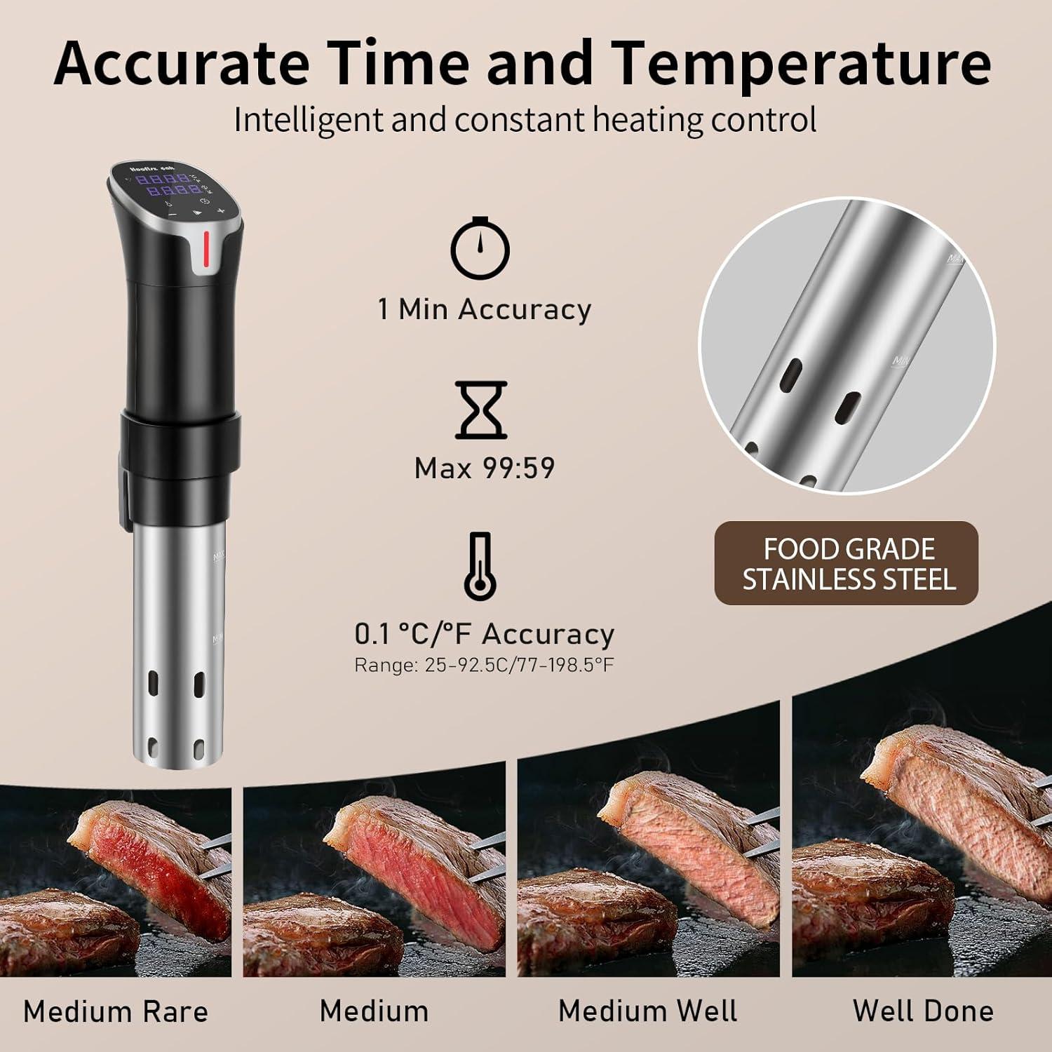 Cocedor Sous Vide Hooflszcok 1100W Pantalla Táctil APP 8L