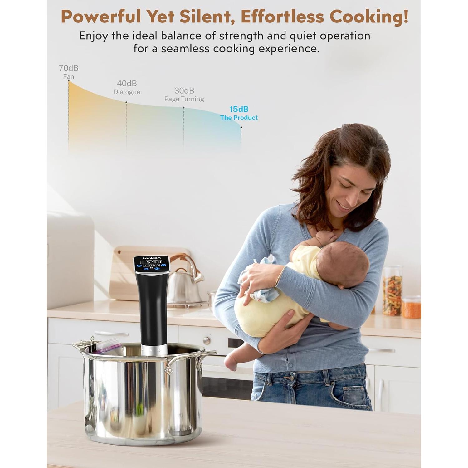 Máquina Sous Vide Lonkion 1100W Control Táctil IPX7 25-90°C