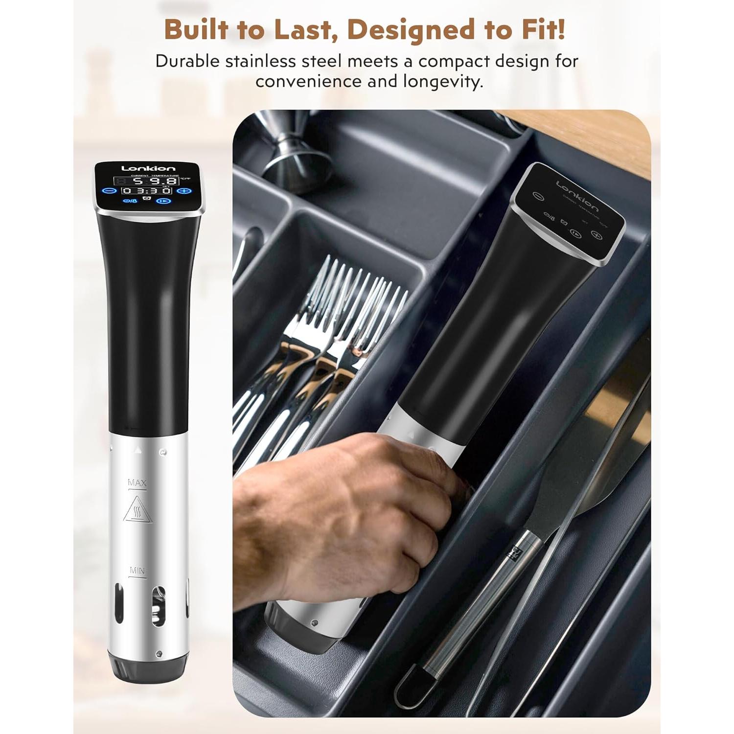 Máquina Sous Vide Lonkion 1100W Control Táctil IPX7 25-90°C