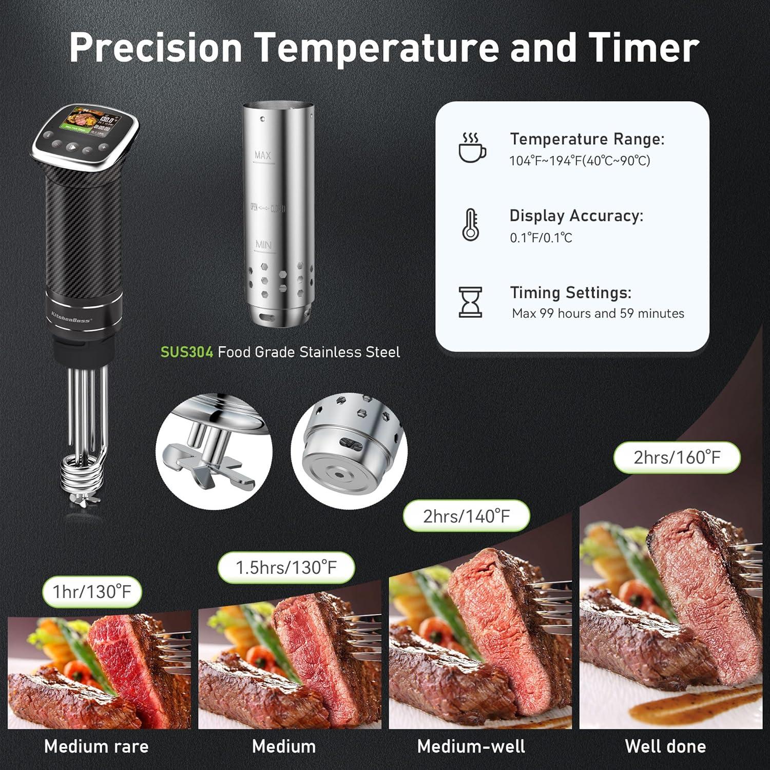 Cocinero Sous Vide KitchenBoss G322PT WiFi 1100W 20L Acero Inoxidable