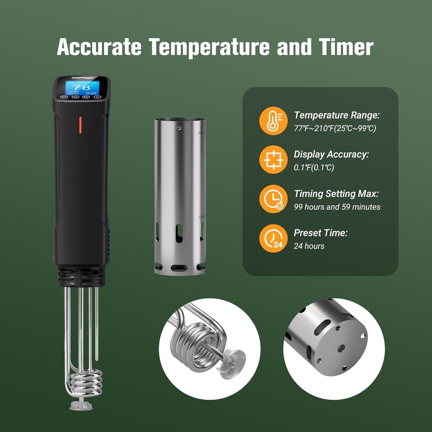 Cocedor Sous Vide CharMeter CSV-100-W 1000W Control App