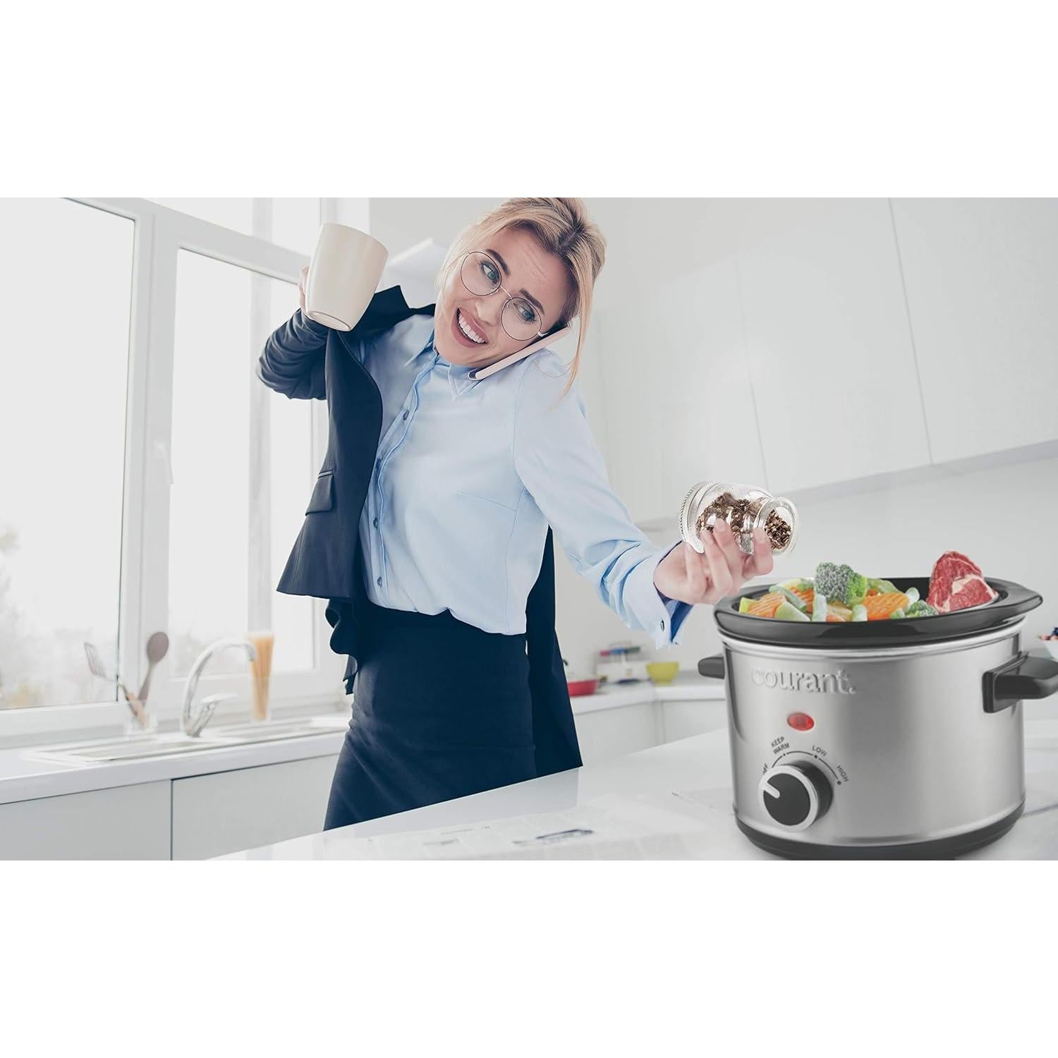 Cocina Lenta Courant 1.5 L Acero Inoxidable 3 Configuraciones