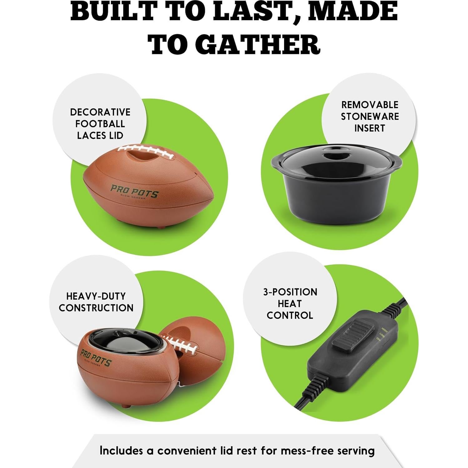 Olla de cocción lenta PRO POTS 1.5L con diseño de fútbol