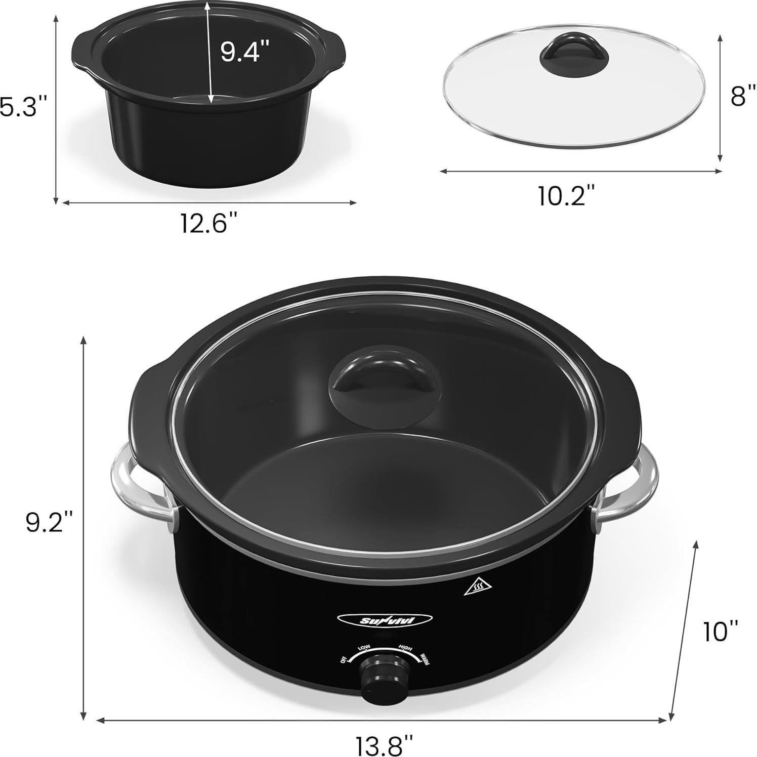 Olla de Cocción Lenta SUNVIVIPRO 4QT Cerámica Negra