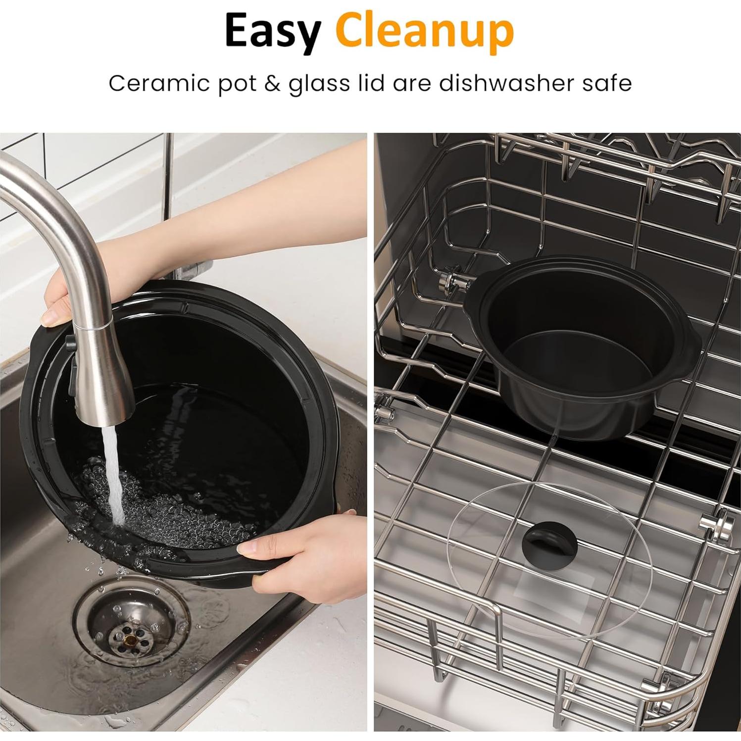 Olla de Cocción Lenta SUNVIVIPRO 4QT Cerámica Negra