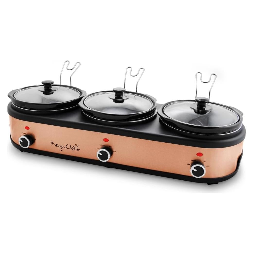 Olla de Cocción Lenta Megachef Triple 2.5L Cobre y Negro