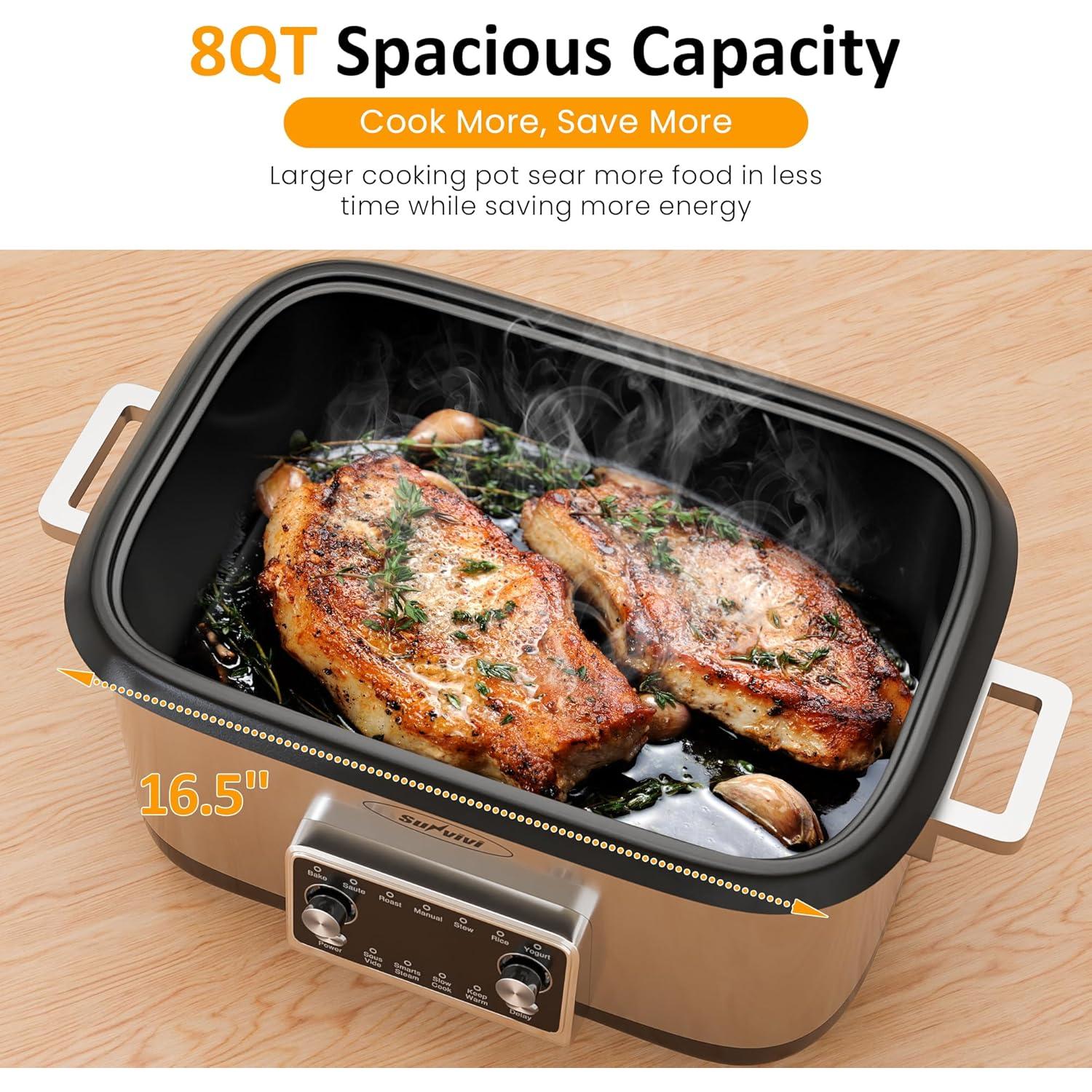 Olla de Cocción Lenta Programable SUNVIVI 8 Cuartos 12 en 1