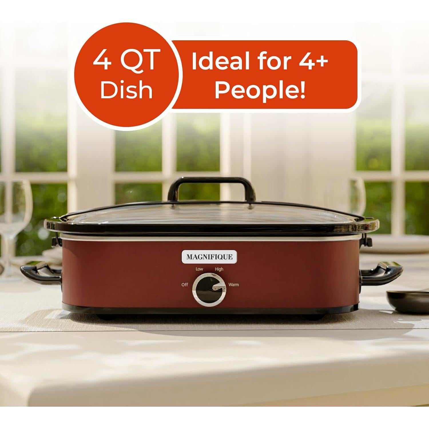 Olla de Cocción Lenta MAGNIFIQUE 4 Cuartos Roja Digital