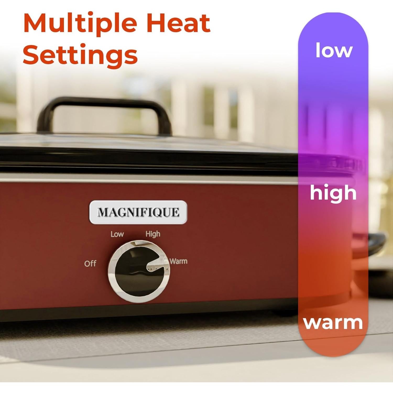 Olla de Cocción Lenta MAGNIFIQUE 4 Cuartos Roja Digital