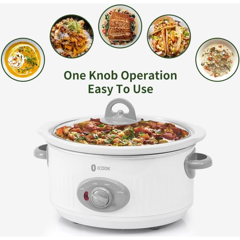 Olla de Cocción Lenta ICOOK USC-351-OG 3.5Qt Ovalada Blanca