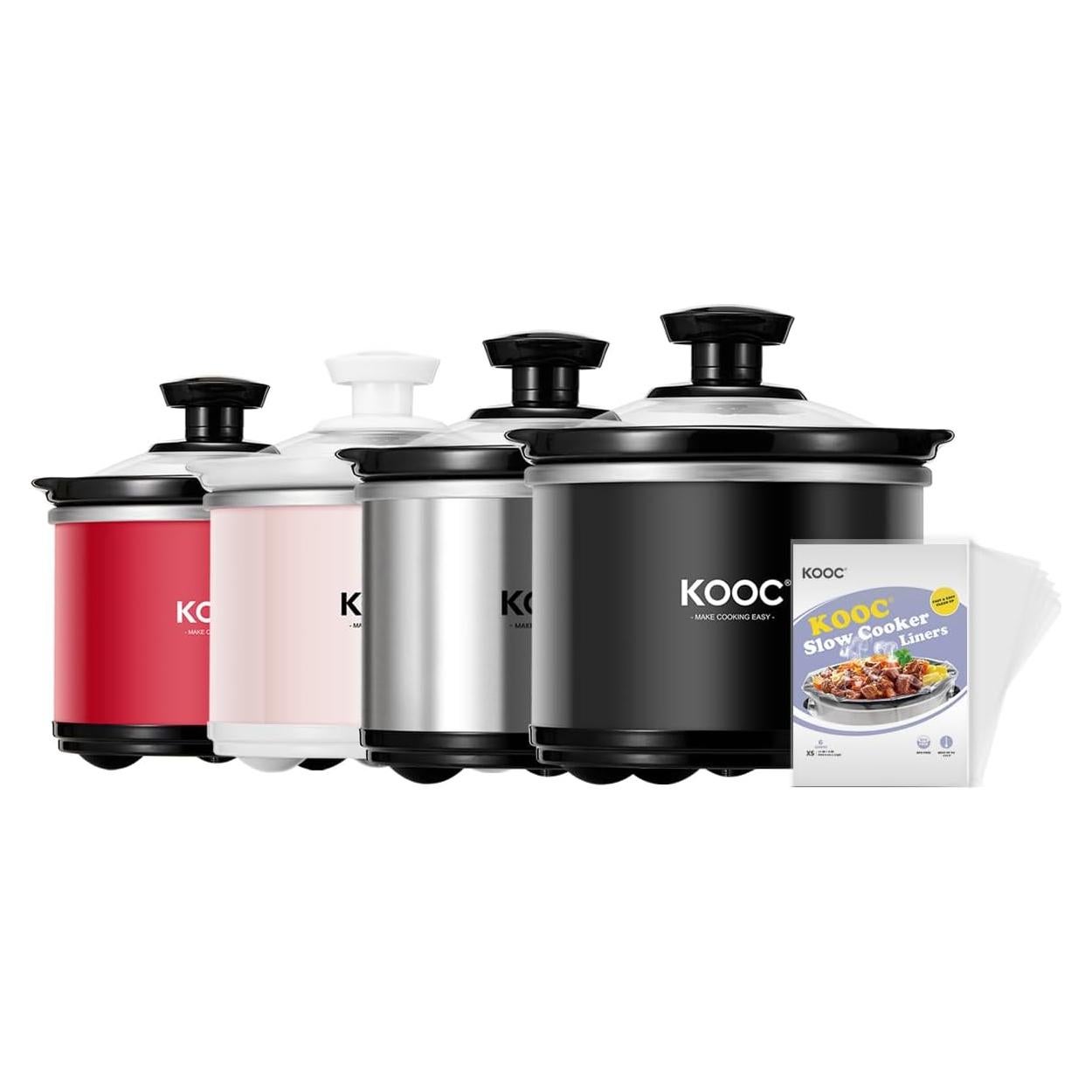 Olla de Cocción Lenta KOOC 0.65L Cerámica Negra con Forros