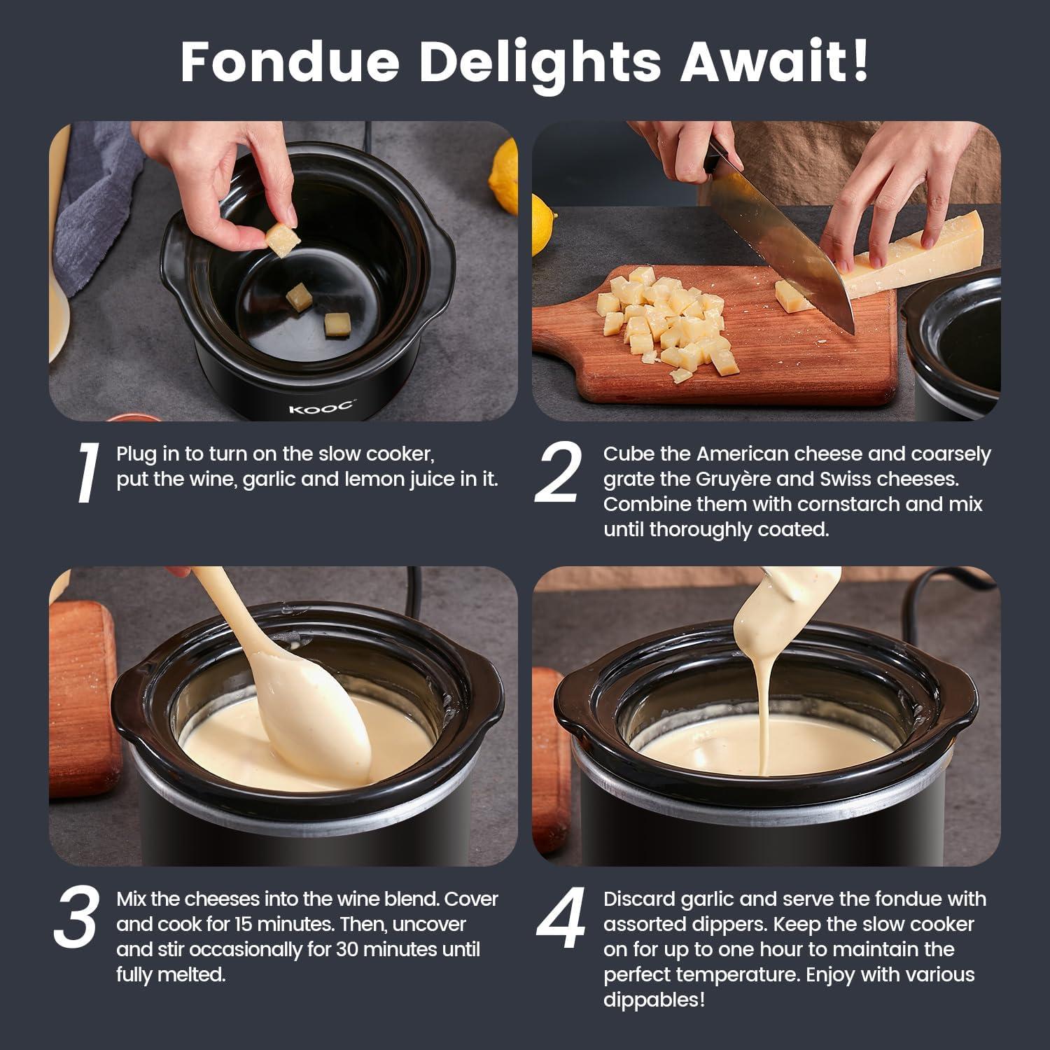 Olla de Cocción Lenta KOOC 0.65L Cerámica Negra con Forros