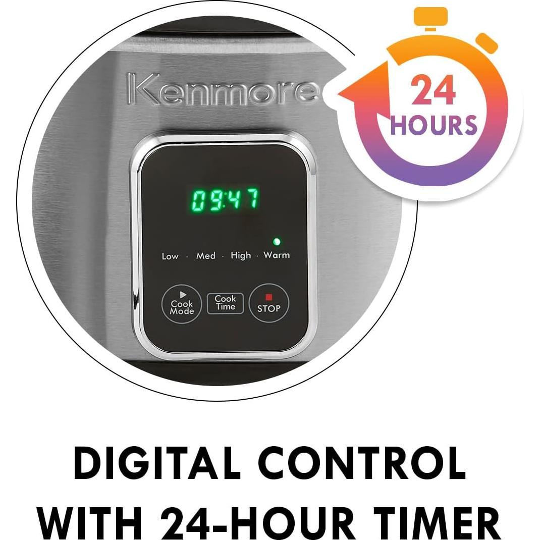 Olla de Cocción Lenta Kenmore 7 Cuartos Programable Acero Inoxidable